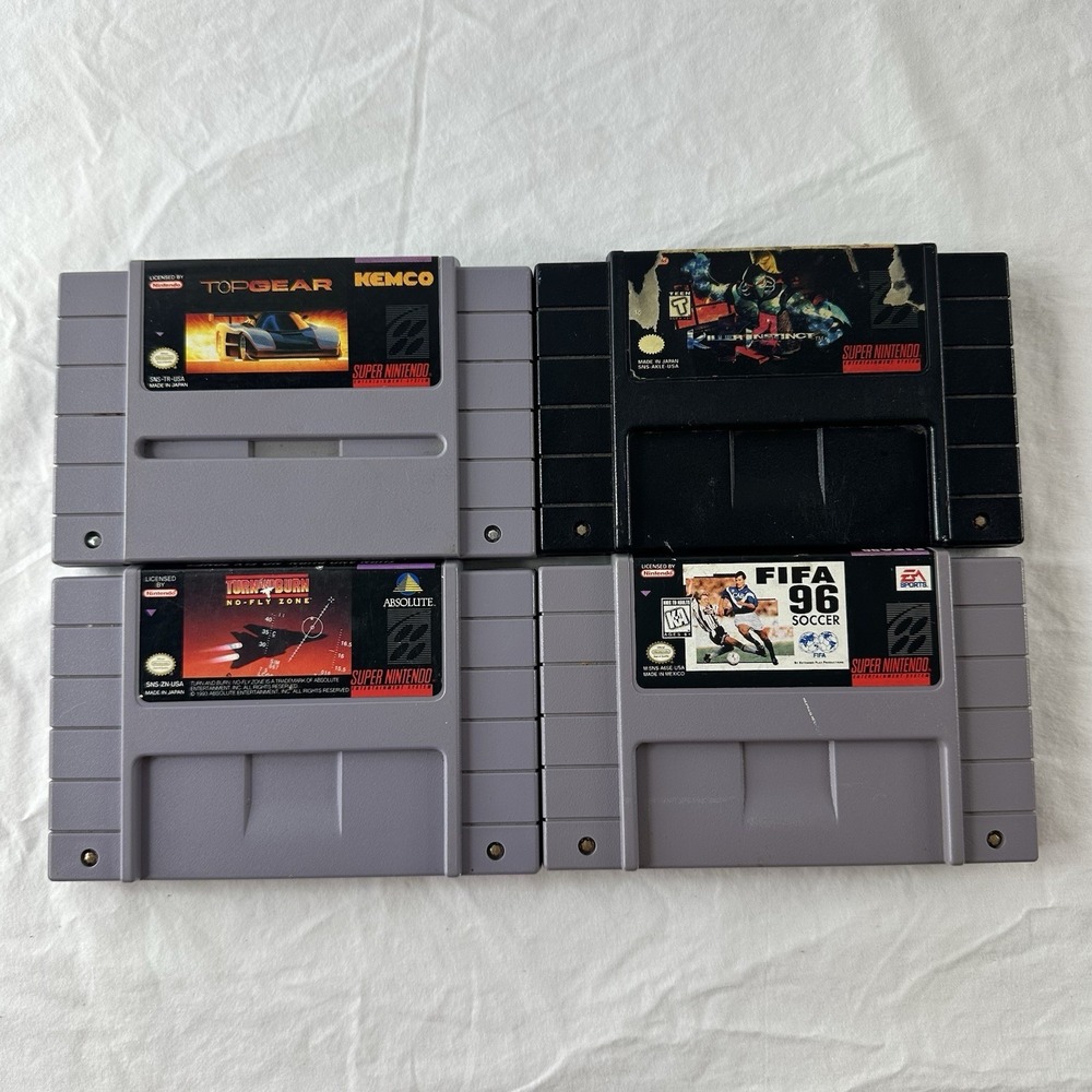 Lot of 4 Super Nintendo SNES Cartridge Only Games Authentic Vtg Killer Instinct